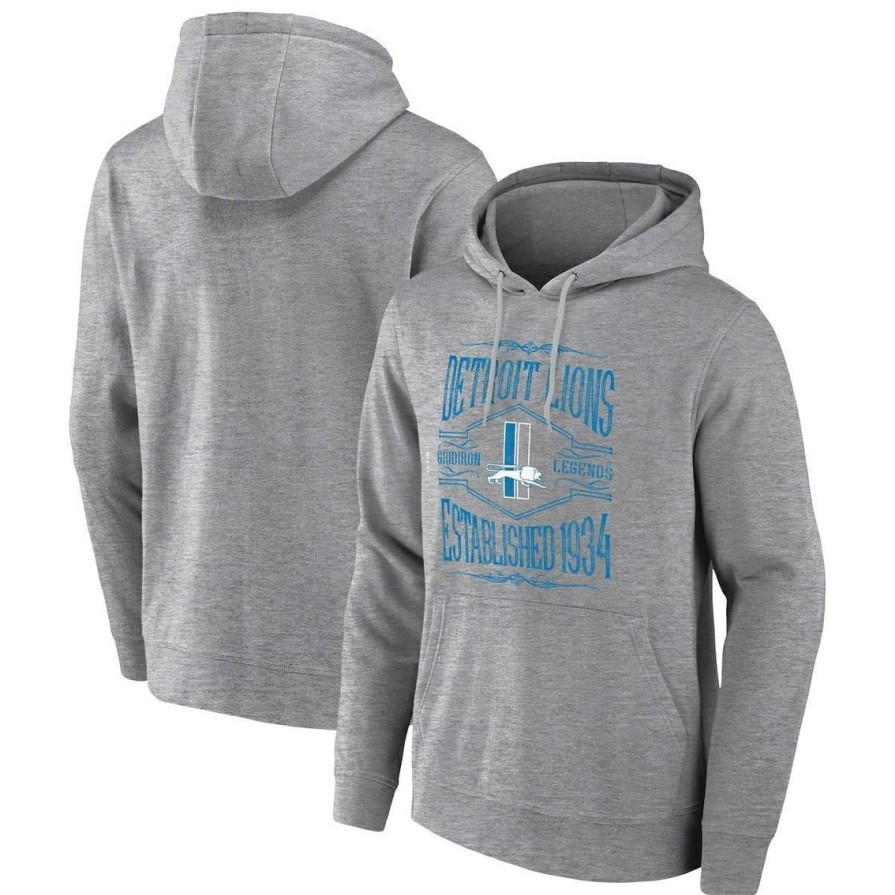 Men'S Clothing * | Outlet Men'S Nfl X Darius Rucker Collection By Fanatics Heathered Gray Detroit Lions 2-Hit Pullover Hoodie Heather Gray