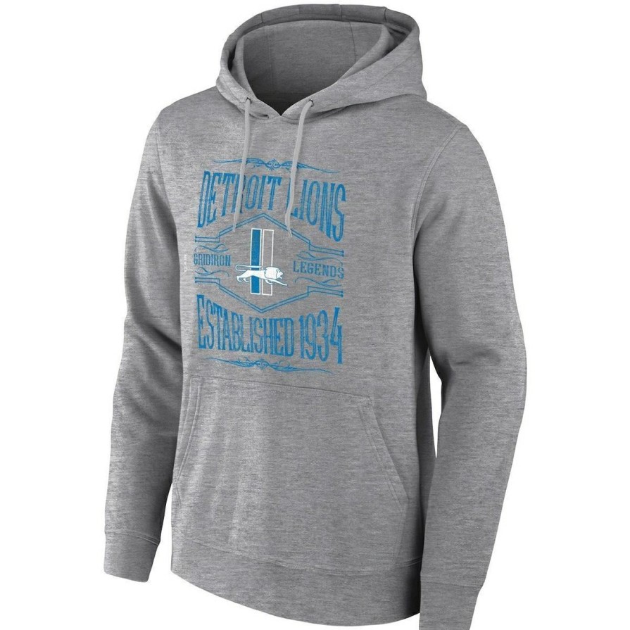 Men'S Clothing * | Outlet Men'S Nfl X Darius Rucker Collection By Fanatics Heathered Gray Detroit Lions 2-Hit Pullover Hoodie Heather Gray