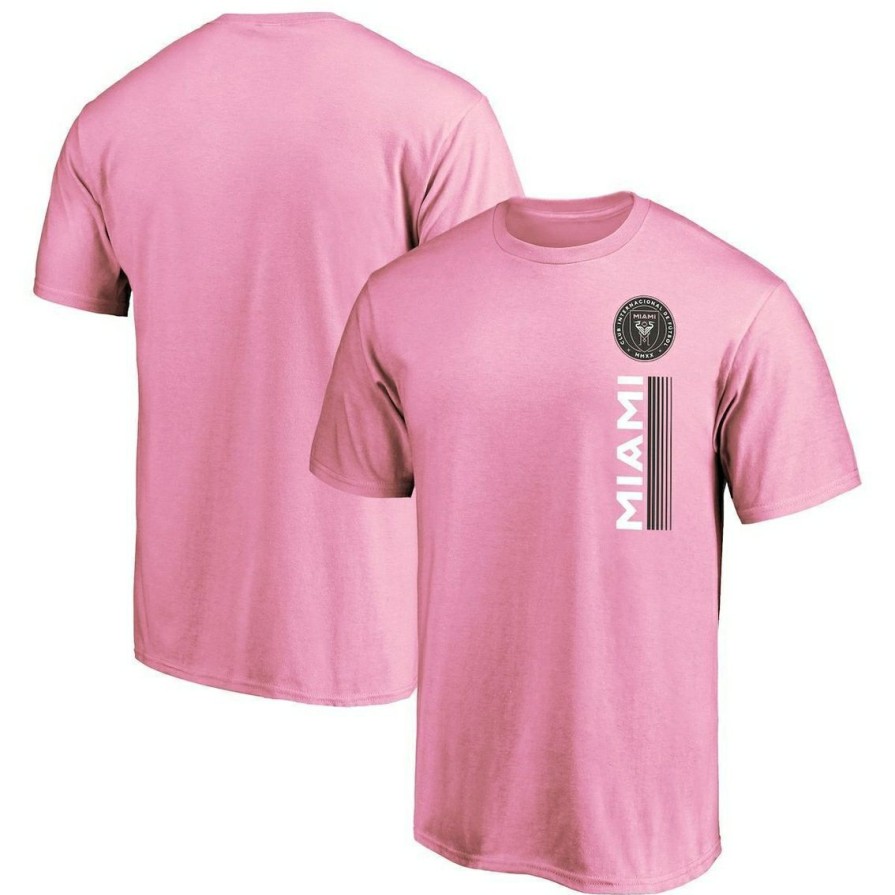 Men'S Clothing * | Deals Men'S Fanatics Branded Inter Miami Cf Strong Stencil T-Shirt Pink