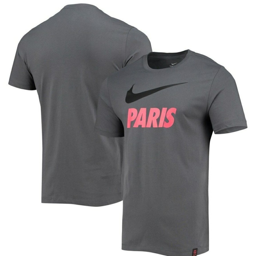 Men'S Clothing * | Best Reviews Of Men'S Nike Paris Saint-Germain Swoosh Club T-Shirt Anthracite