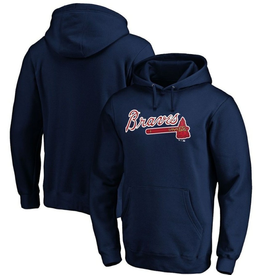 Men'S Clothing * | Best Pirce Men'S Fanatics Branded Atlanta Braves Official Wordmark Pullover Hoodie Navy