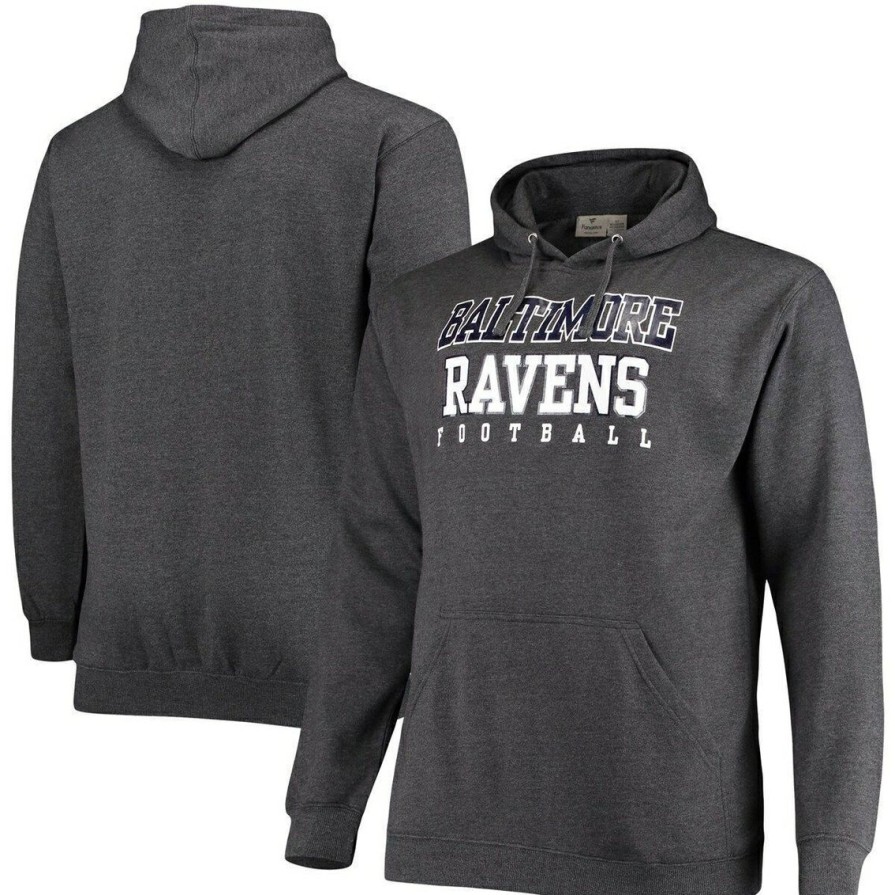 Men'S Clothing * | Cheap Men'S Fanatics Branded Heathered Charcoal Baltimore Ravens Big & Tall Practice Pullover Hoodie Heather Charcoal