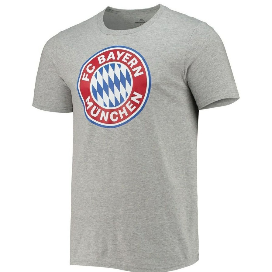 Men'S Clothing * | Cheap Men'S Adidas Heathered Gray Bayern Munich Three-Stripe T-Shirt Heather Gray