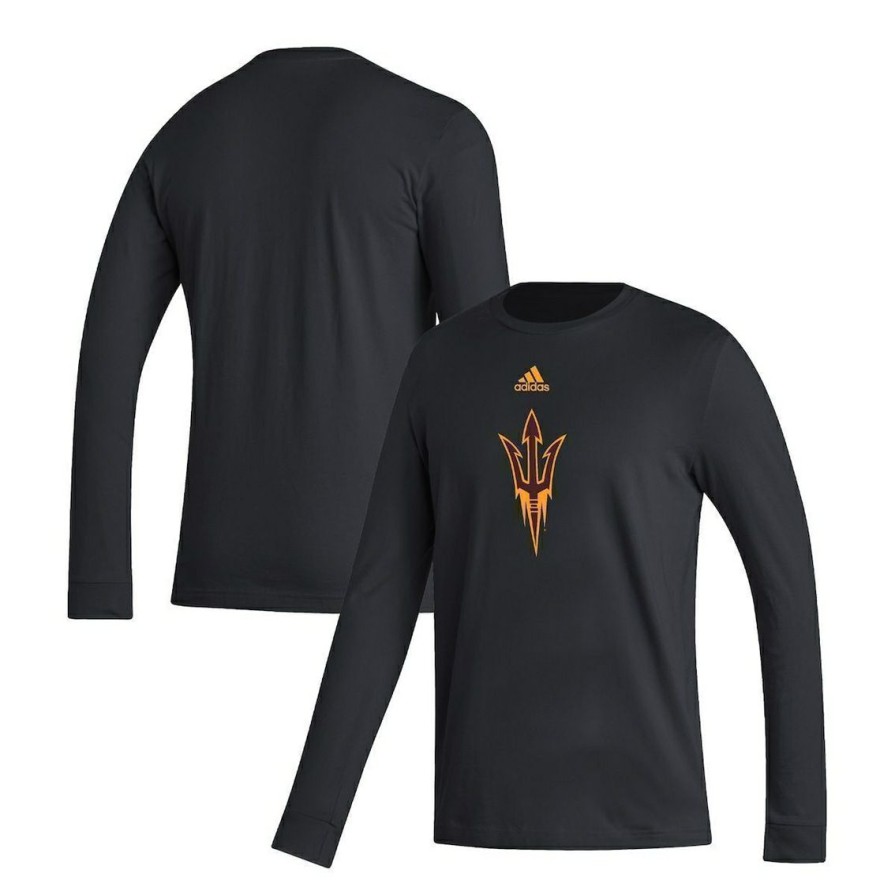 Men'S Clothing * | Best Reviews Of Men'S Adidas Arizona State Sun Devils Locker Logo Fresh Long Sleeve T-Shirt Black