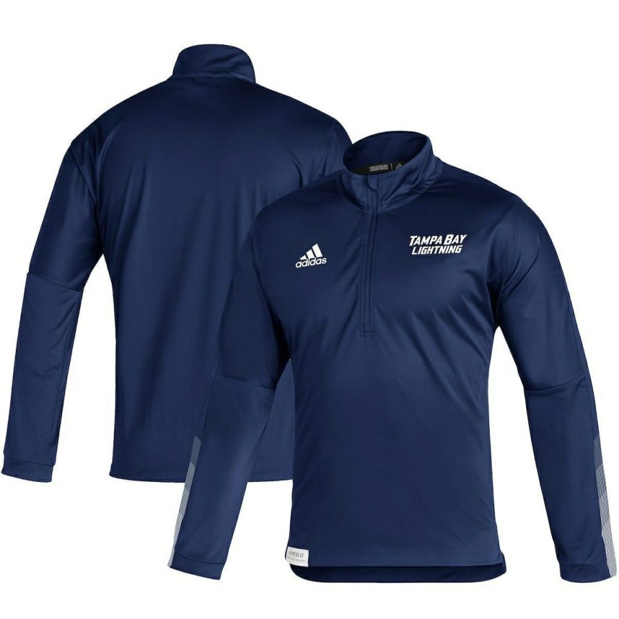 Men'S Clothing * | Outlet Men'S Adidas Tampa Bay Lightning Prime Quarter-Zip Jacket Blue