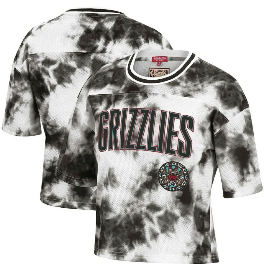 Men'S Clothing * | Best Reviews Of Women'S Mitchell & Ness /White Vancouver Grizzlies Hardwood Classics Tie-Dye Cropped T-Shirt Black