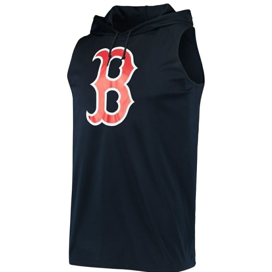 Men'S Clothing * | Brand New Men'S Stitches Navy Boston Sox Sleeveless Pullover Hoodie Red