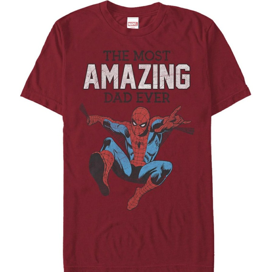 Men'S Clothing * | Brand New Mad Engine Mens Marvel Amazing Dad T-Shirt Cardinal