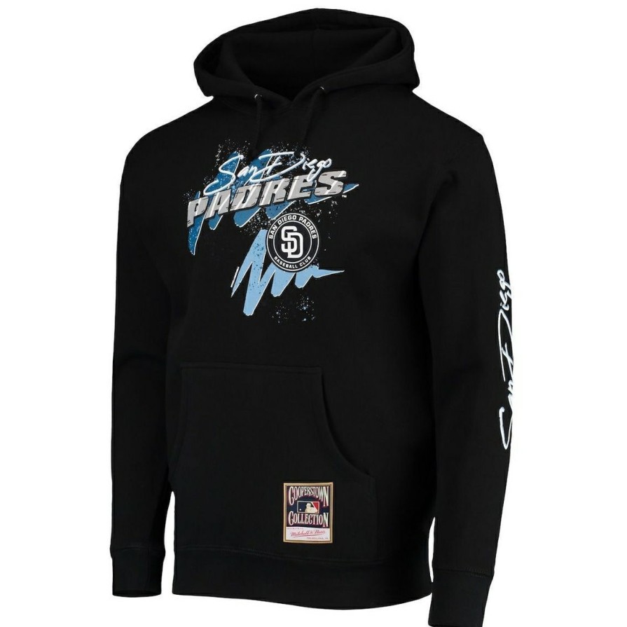 Men'S Clothing * | Cheapest Men'S Mitchell & Ness San Diego Padres Hyper Hoops Pullover Hoodie Black