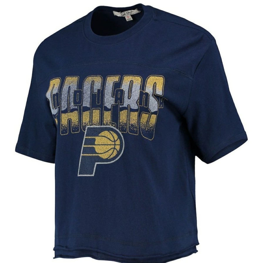 Men'S Clothing * | Budget Women'S Junk Food Indiana Pacers Gradient Crop Top Navy