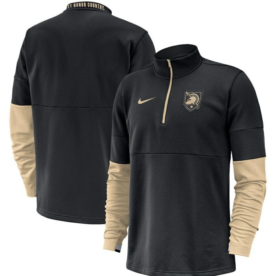 Men'S Clothing * | Brand New Men'S Nike Army Knights Coaches Quarter-Zip Performance Jacket Black