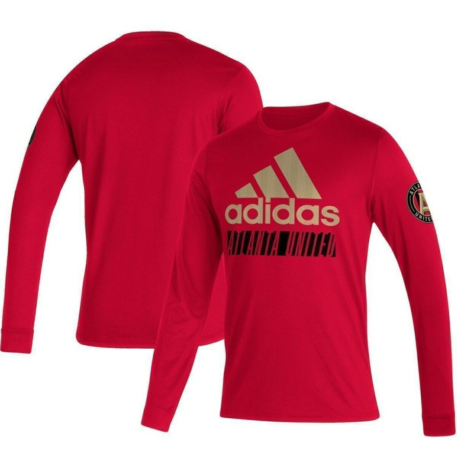 Men'S Clothing * | Outlet Men'S Adidas Red Atlanta United Fc Vintage Performance Long Sleeve T-Shirt