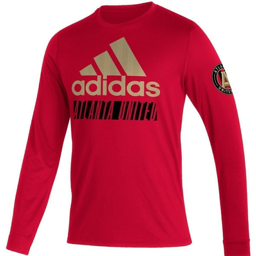 Men'S Clothing * | Outlet Men'S Adidas Red Atlanta United Fc Vintage Performance Long Sleeve T-Shirt