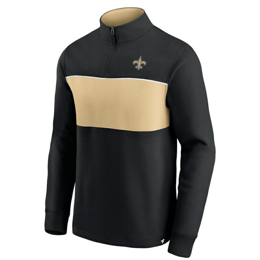 Men'S Clothing * | Best Deal Men'S Fanatics Branded /Gold New Orleans Saints Block Party Quarter-Zip Jacket Black