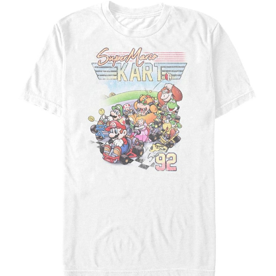 Men'S Clothing * | Promo Mad Engine Mens Nintendo Kart Nineties T-Shirt White