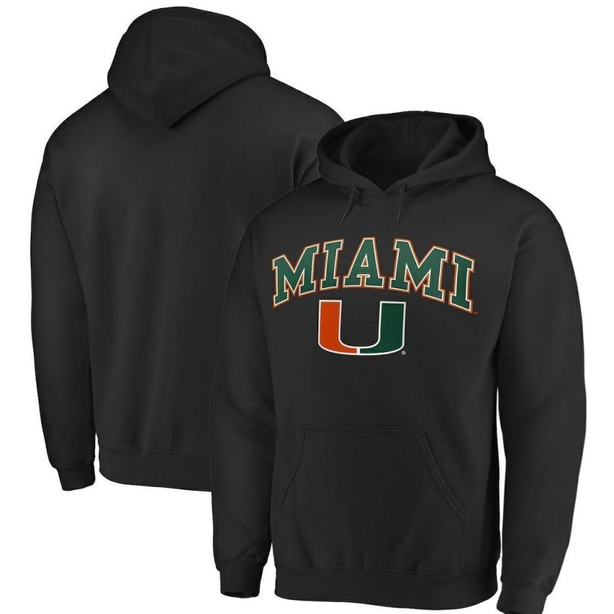 Men'S Clothing * | Hot Sale Men'S Fanatics Branded Miami Hurricanes Campus Pullover Hoodie Black