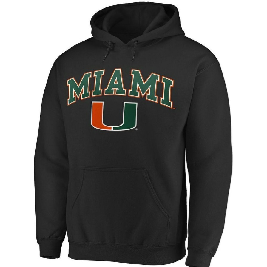 Men'S Clothing * | Hot Sale Men'S Fanatics Branded Miami Hurricanes Campus Pullover Hoodie Black