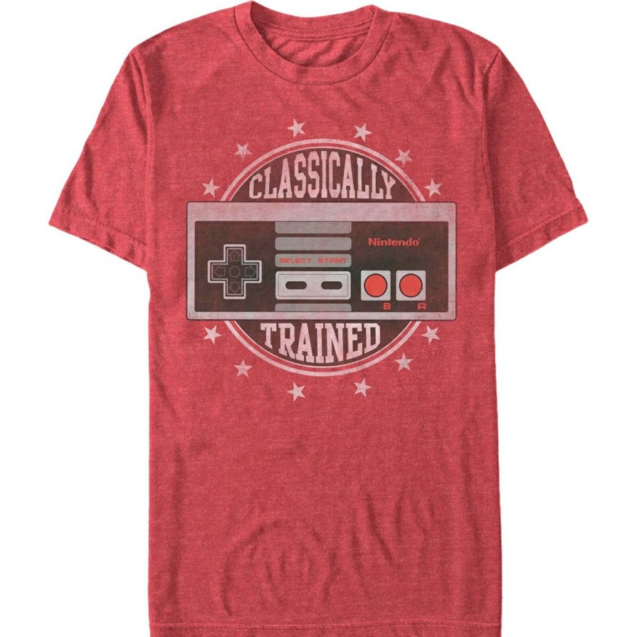 Men'S Clothing * | Budget Mad Engine Mens Nintendo Classically Trained T-Shirt Red Htr