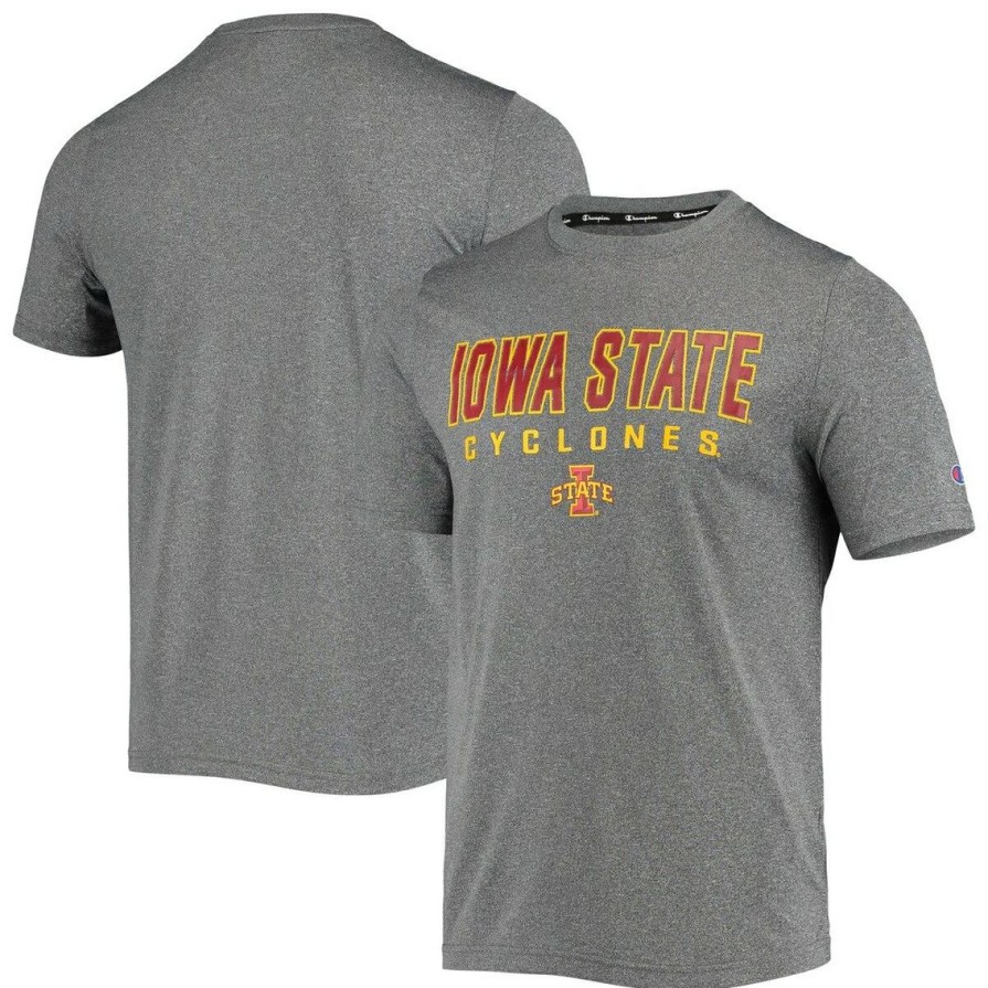 Men'S Clothing * | Hot Sale Men'S Champion Iowa State Cyclones Stack T-Shirt Gray