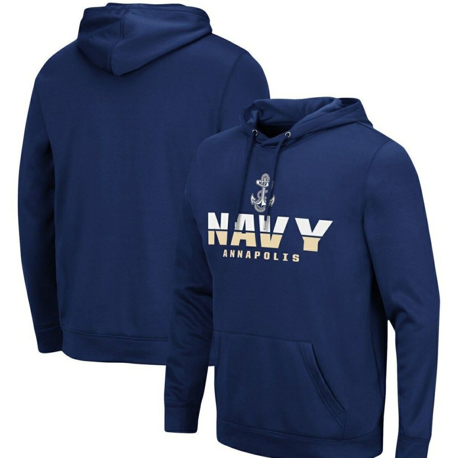 Men'S Clothing * | Best Reviews Of Men'S Colosseum Midshipmen Lantern Pullover Hoodie Navy