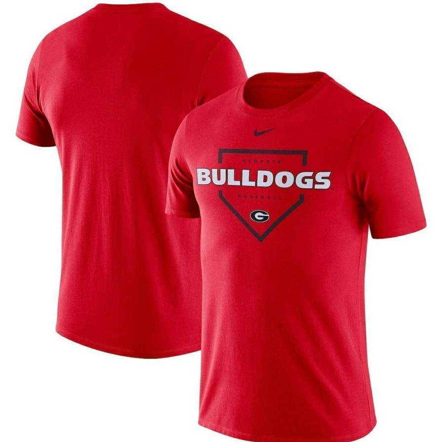 Men'S Clothing * | Cheap Men'S Nike Georgia Bulldogs Baseball Plate Performance T-Shirt Red