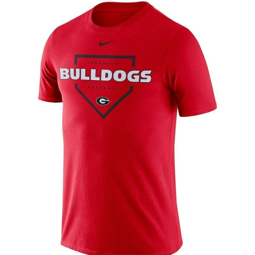 Men'S Clothing * | Cheap Men'S Nike Georgia Bulldogs Baseball Plate Performance T-Shirt Red