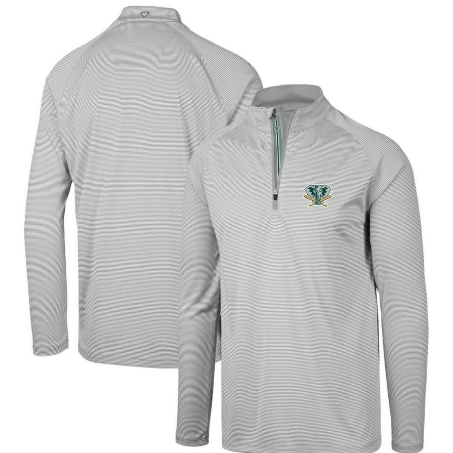 Men'S Clothing * | New Men'S Levelwear Oakland Athletics Orion Historic Logo Raglan Quarter-Zip Jacket Gray