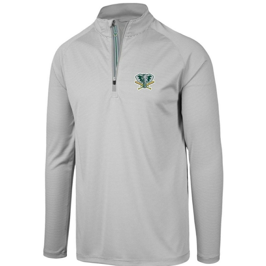 Men'S Clothing * | New Men'S Levelwear Oakland Athletics Orion Historic Logo Raglan Quarter-Zip Jacket Gray