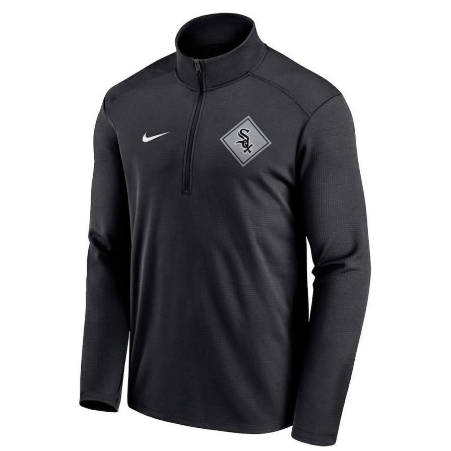 Men'S Clothing * | New Men'S Nike Chicago White Sox Diamond Icon Pacer Performance Quarter-Zip Top Black