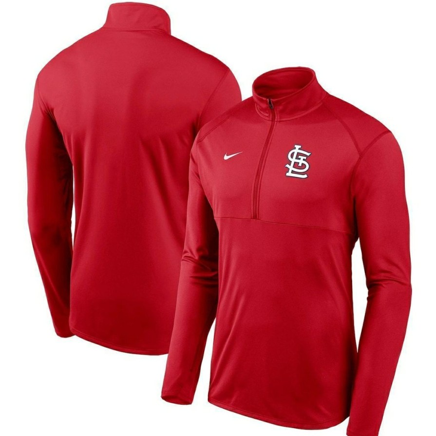 Men'S Clothing * | Wholesale Men'S Nike St. Louis Cardinals Team Logo Element Performance Half-Zip Pullover Jacket Red