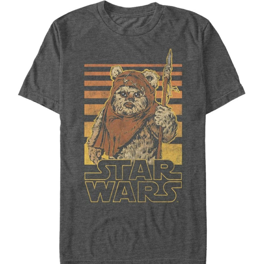 Men'S Clothing * | Wholesale Mad Engine Mens Star Wars Ewok Gradient T-Shirt Char Htr