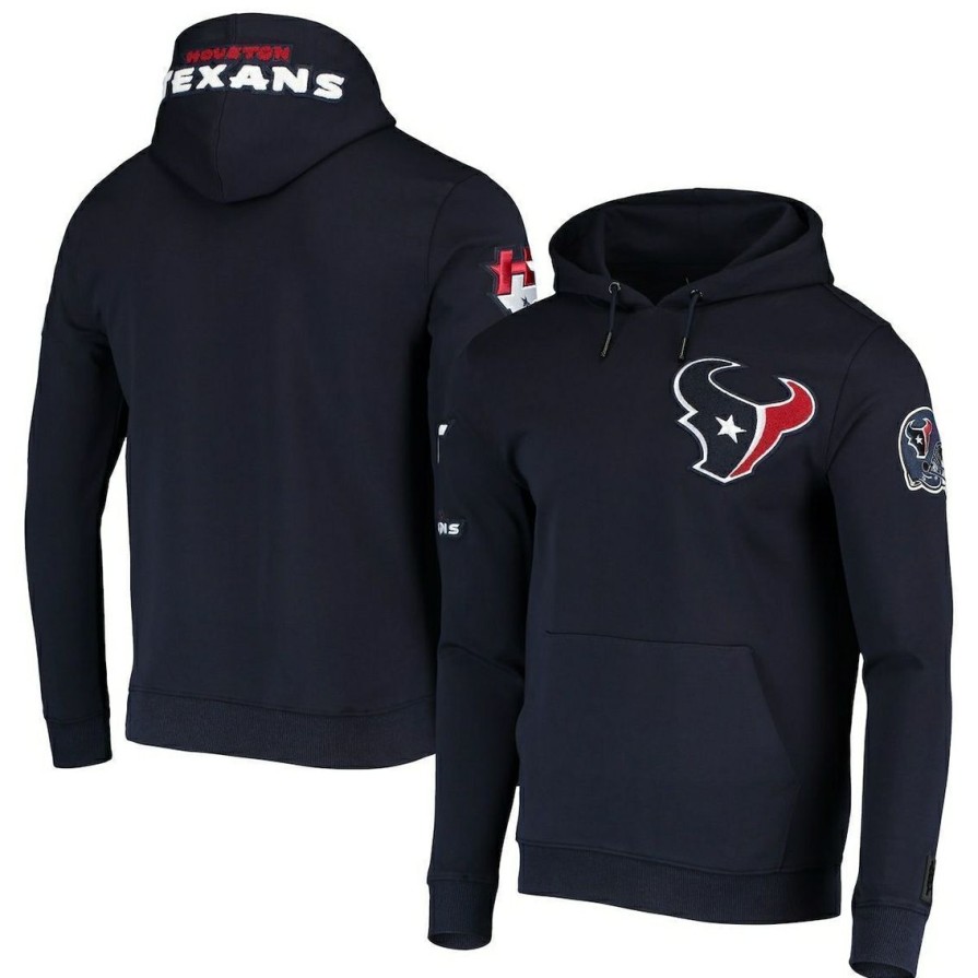 Men'S Clothing * | Discount Men'S Pro Standard Houston Texans Logo Pullover Hoodie Navy