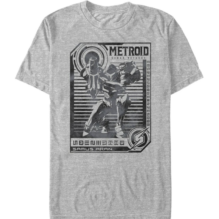 Men'S Clothing * | Flash Sale Mad Engine Mens Nintendo Posted Metroid T-Shirt Ath Htr