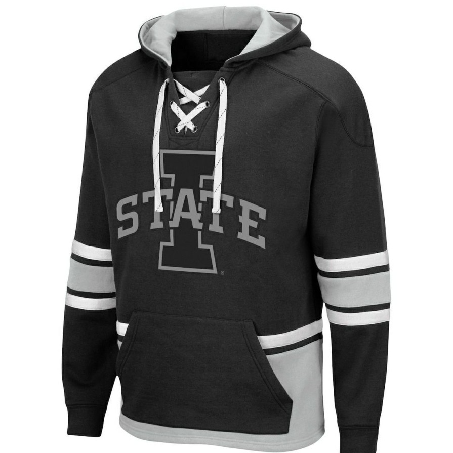 Men'S Clothing * | Wholesale Men'S Colosseum Iowa State Cyclones Lace Up 3.0 Pullover Hoodie Black