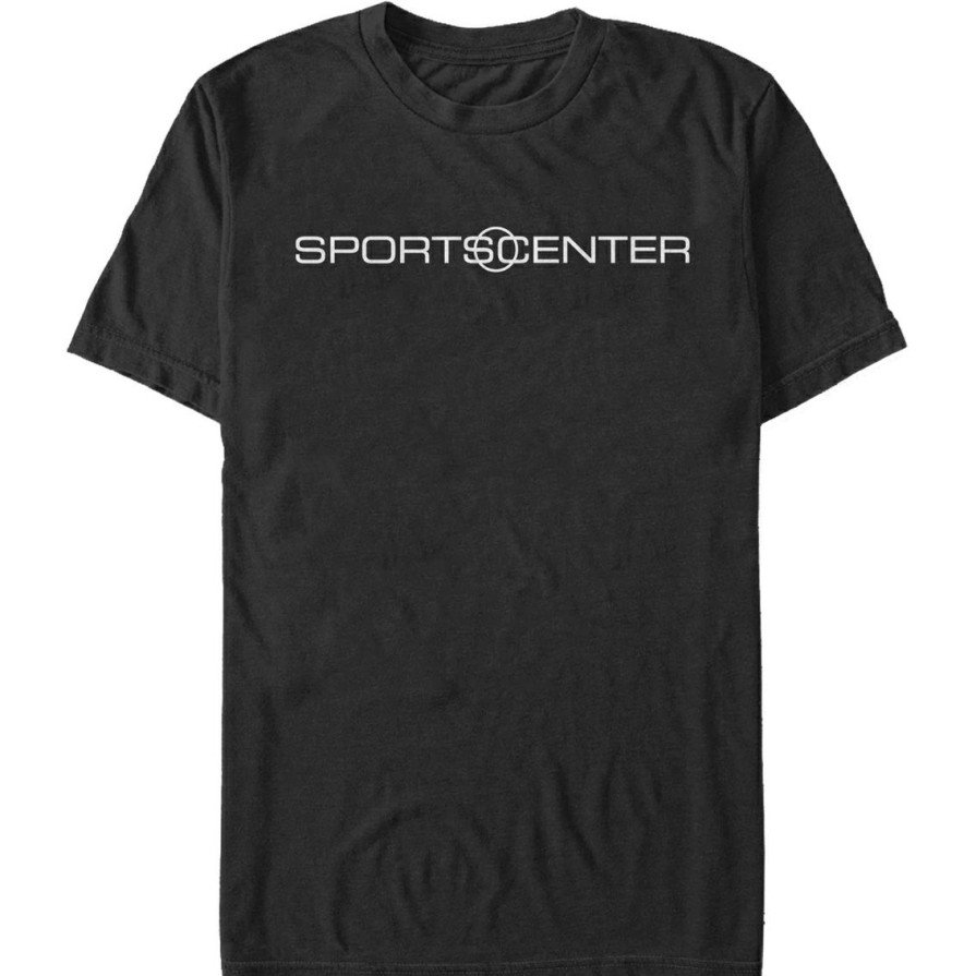 Men'S Clothing * | Outlet Mad Engine Mens Espn Horizontal Solid White T-Shirt Black