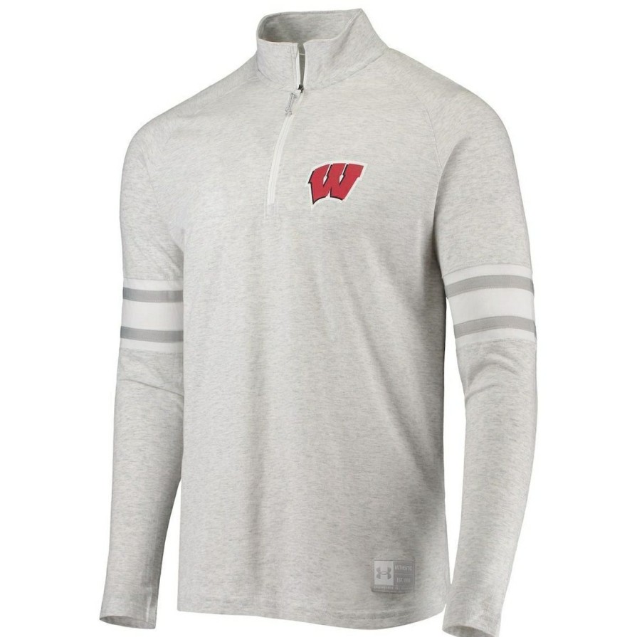 Men'S Clothing * | Wholesale Men'S Under Armour Wisconsin Badgers Game Day Quarter-Zip Top Gray