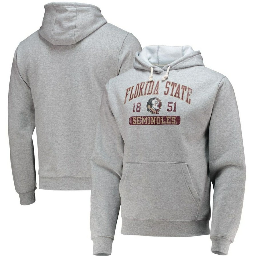 Men'S Clothing * | Promo Men'S League Collegiate Wear Heathered Florida State Seminoles Volume Up Essential Fleece Pullover Hoodie