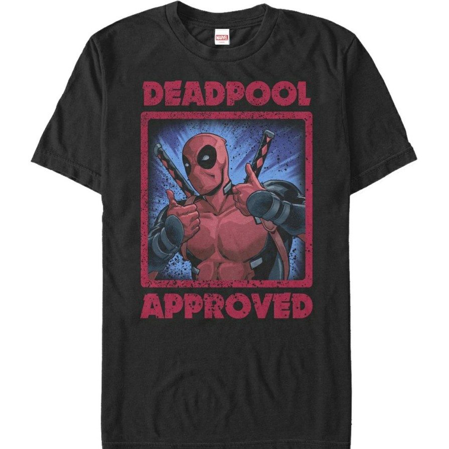 Men'S Clothing * | Cheap Mad Engine Mens Marvel Deadpool Approved T-Shirt Black