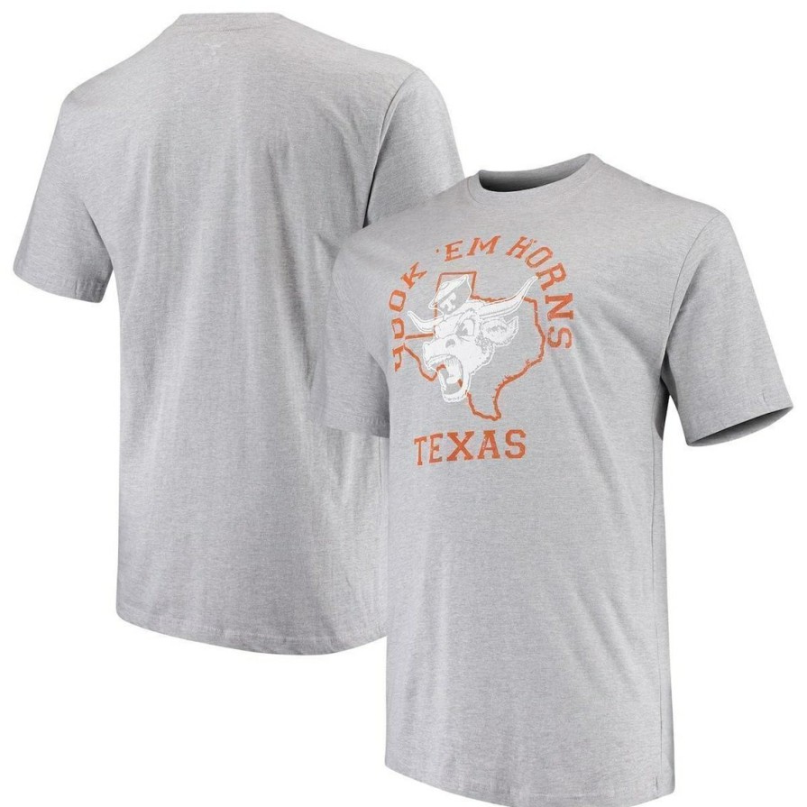 Men'S Clothing * | Promo We Are Texas Men'S Heathered Texas Longhorns Big & Tall Vintage Logo T-Shirt