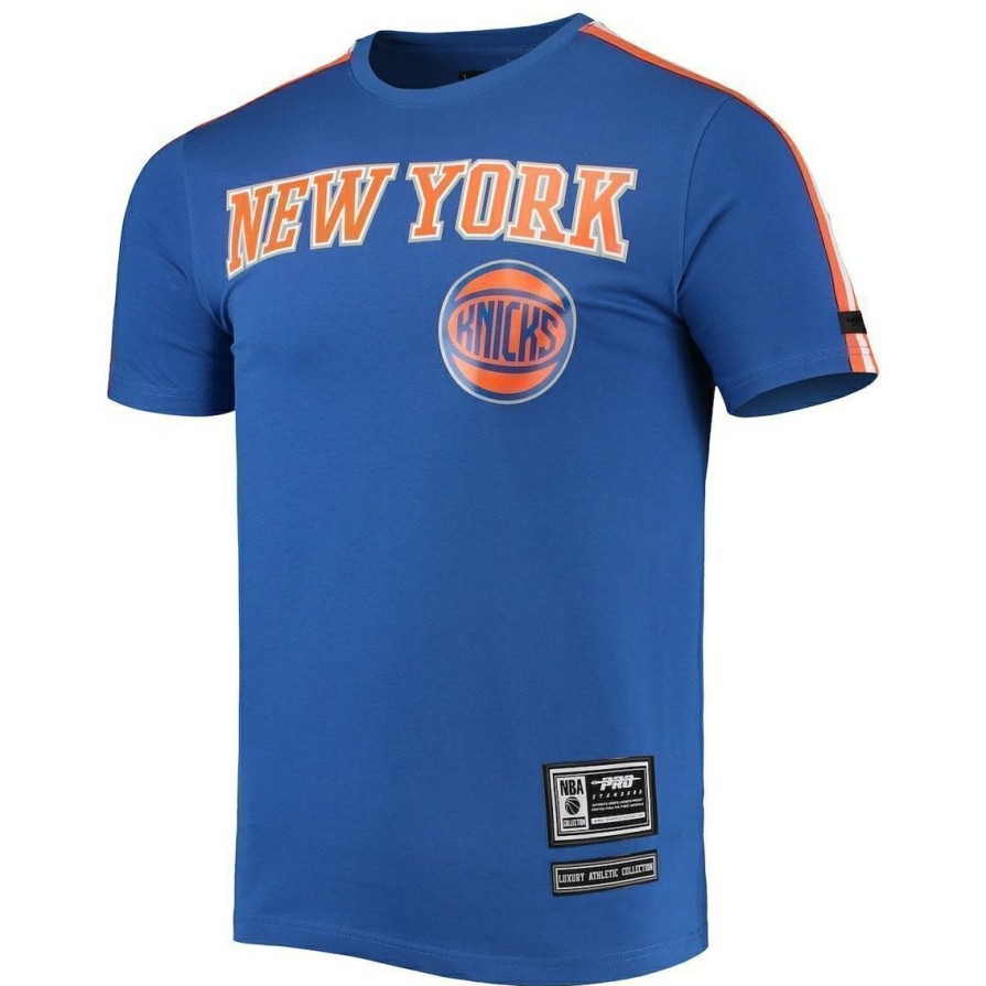 Men'S Clothing * | Best Deal Men'S Pro Standard /Orange New York Knicks Mesh Capsule Taping T-Shirt Blue