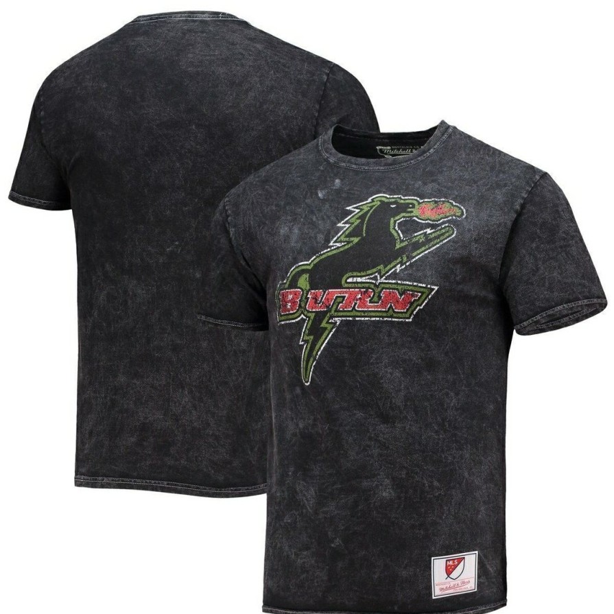 Men'S Clothing * | Outlet Male Mitchell & Ness Dallas Burn Since '96 Mineral Wash T-Shirt Black