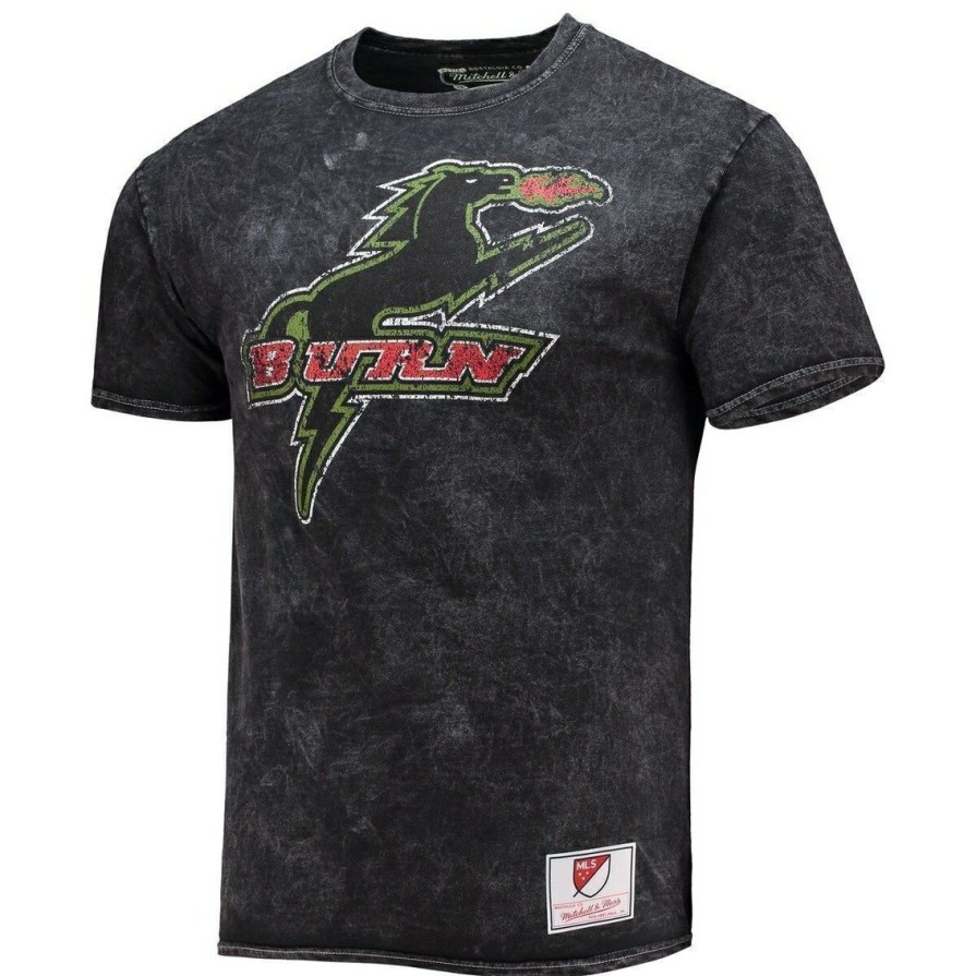 Men'S Clothing * | Outlet Male Mitchell & Ness Dallas Burn Since '96 Mineral Wash T-Shirt Black