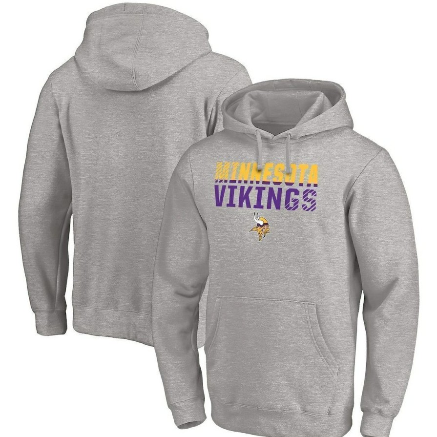 Men'S Clothing * | Deals Men'S Fanatics Branded Heathered Gray Minnesota Vikings Fade Out Pullover Hoodie Heather Gray