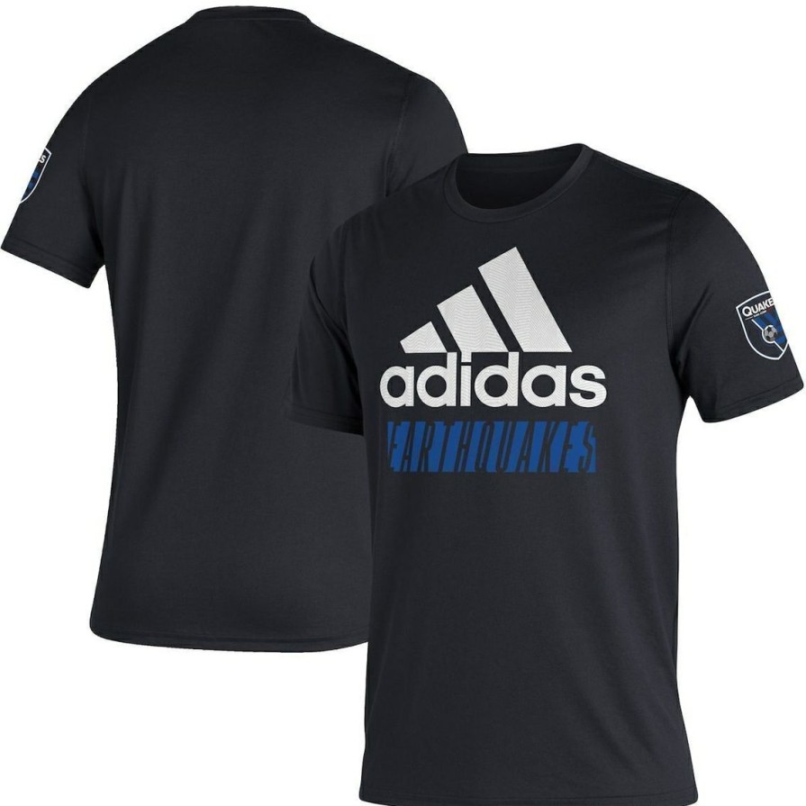 Men'S Clothing * | Cheapest Men'S Adidas San Jose Earthquakes Creator Vintage T-Shirt Black