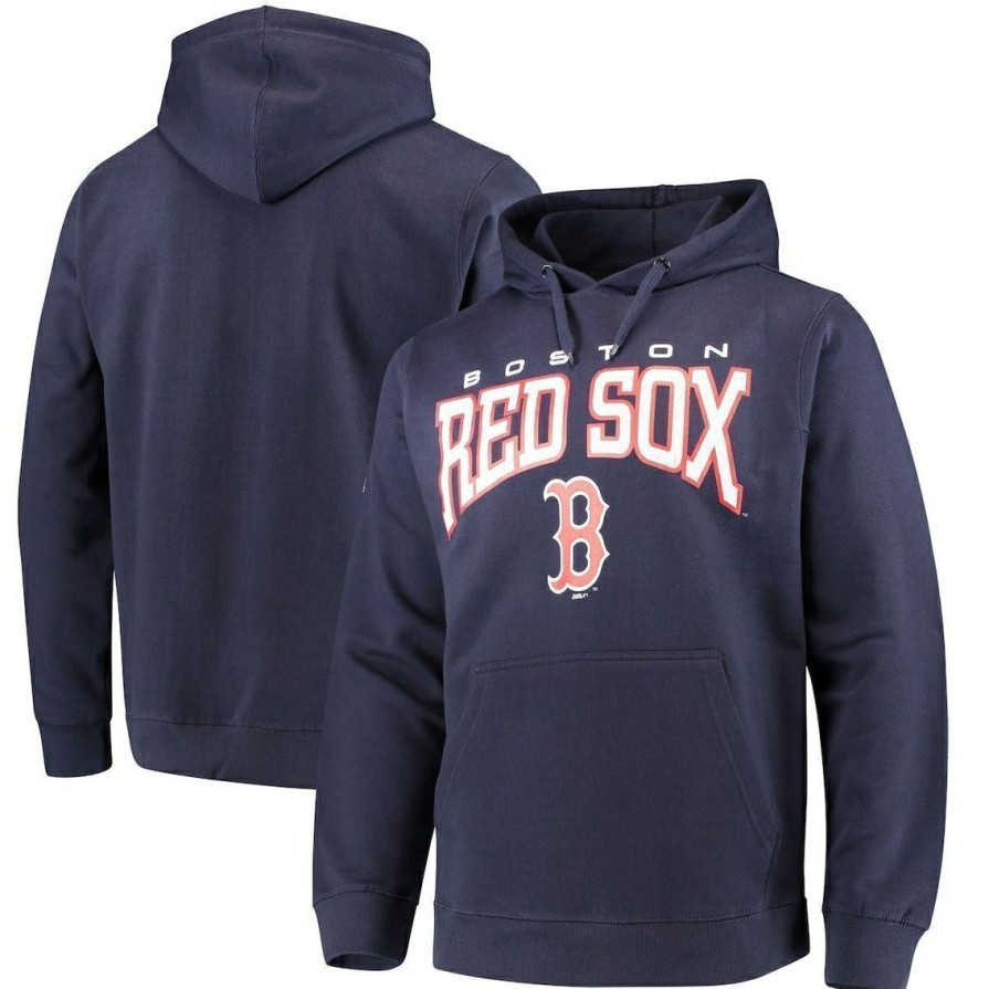 Men'S Clothing * | Flash Sale Men'S Stitches Navy Boston Sox Team Pullover Hoodie Red