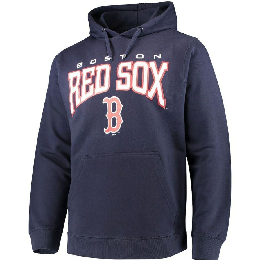 Men'S Clothing * | Flash Sale Men'S Stitches Navy Boston Sox Team Pullover Hoodie Red