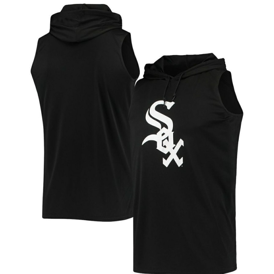 Men'S Clothing * | Best Deal Men'S Stitches Chicago White Sox Sleeveless Pullover Hoodie Black