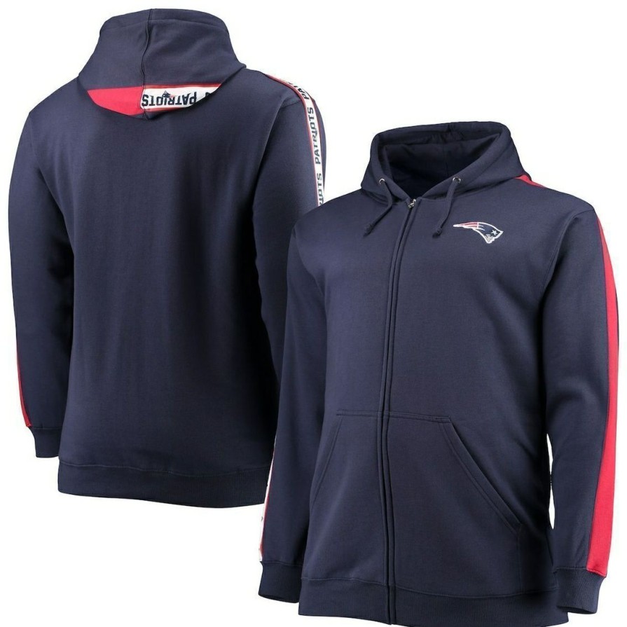 Men'S Clothing * | Outlet Men'S Fanatics Branded New England Patriots Big & Tall Full-Zip Hoodie Navy