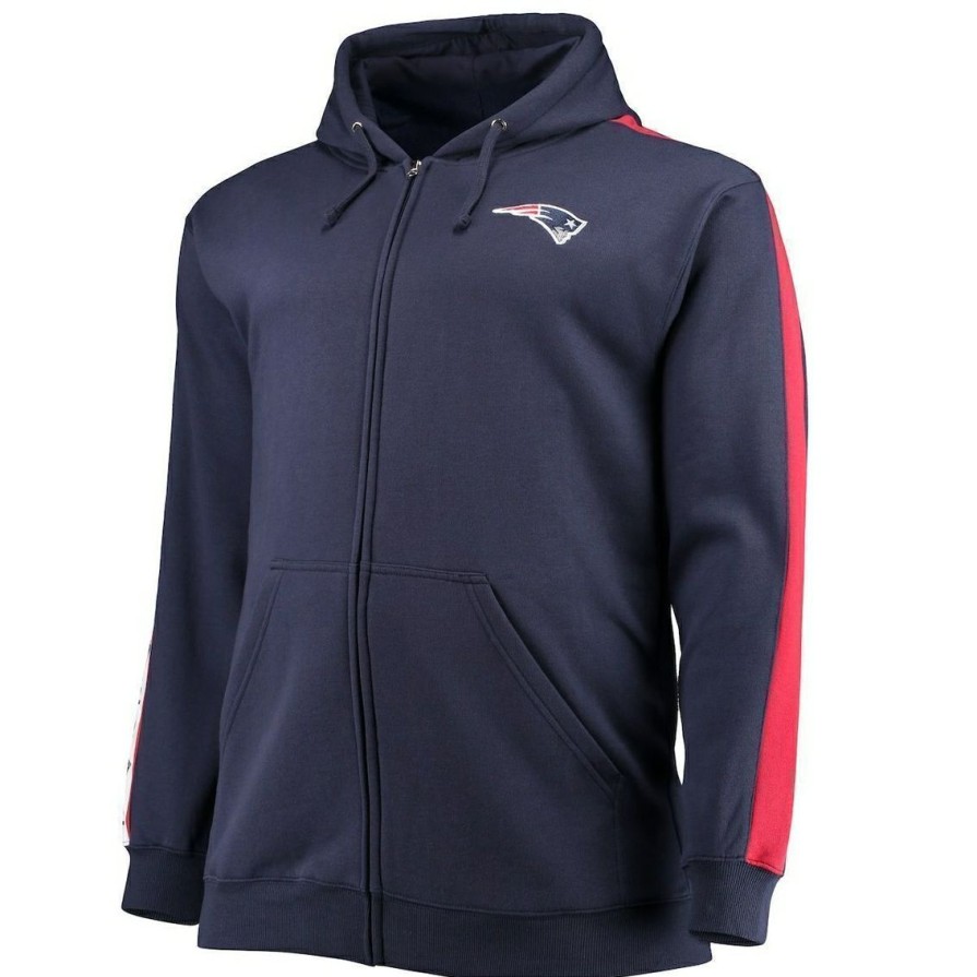 Men'S Clothing * | Outlet Men'S Fanatics Branded New England Patriots Big & Tall Full-Zip Hoodie Navy