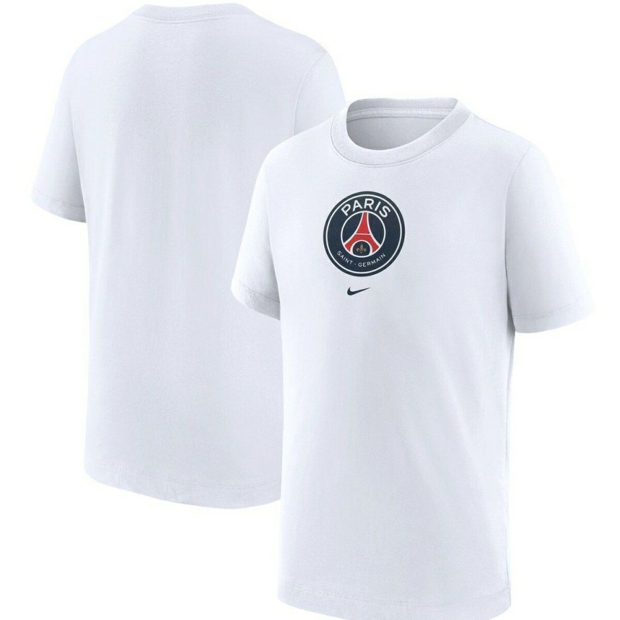 Men'S Clothing * | Discount Youth Nike Paris Saint-Germain Team Crest T-Shirt White